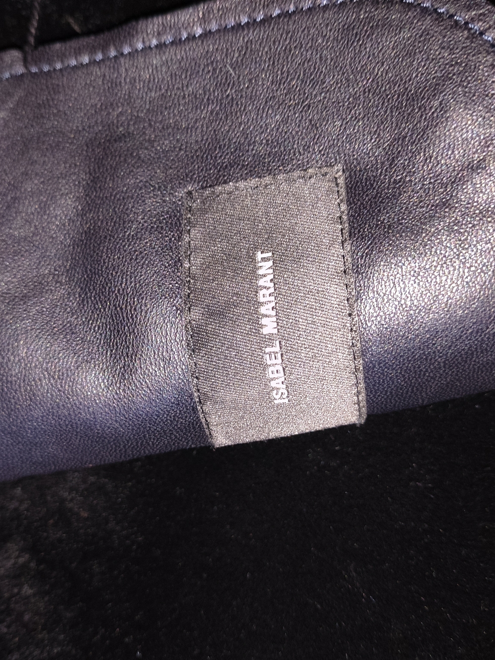 Isabel Marant Dark Navy Leather Jacket with Black Trim